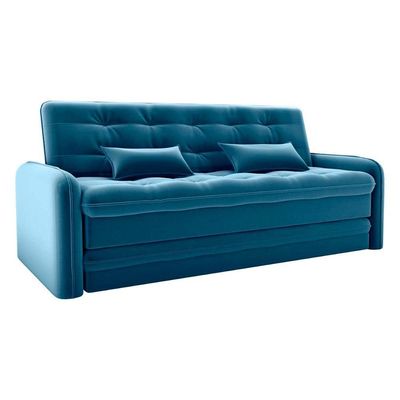 Sofá Cama Reclinável 3 Lugares Casal Com Bicama Auxiliar Madalena Matrix Veludo Azul