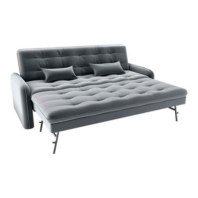 Sofá Cama Reclinável 3 Lugares Casal Com Bicama Auxiliar Madalena Matrix Veludo Cinza