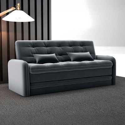 Sofá Cama Reclinável 3 Lugares Casal Com Bicama Auxiliar Madalena Matrix Veludo Cinza