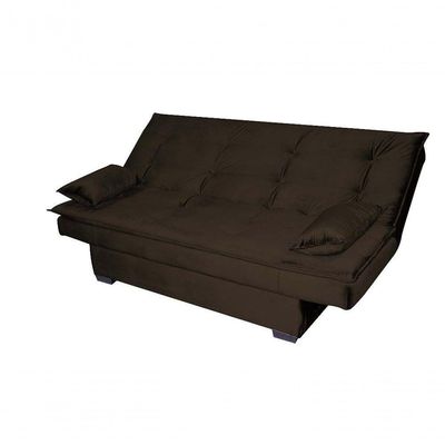 Sofá Cama 3 Lugares Casal Premium Reclinavel 1,80 Larg Esmeralda Matrix Veludo Marrom