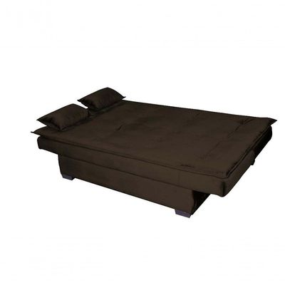 Sofá Cama 3 Lugares Casal Premium Reclinavel 1,80 Larg Esmeralda Matrix Veludo Marrom