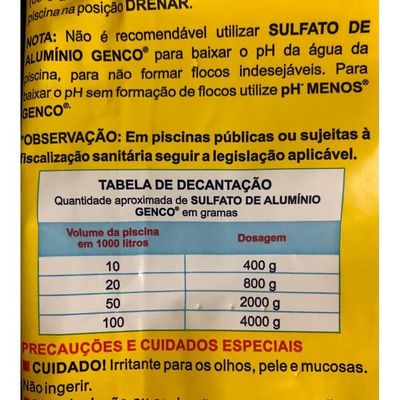 Kit 3 Sulfato Alumínio Decantador Clarifica Limpeza Piscinas Genco