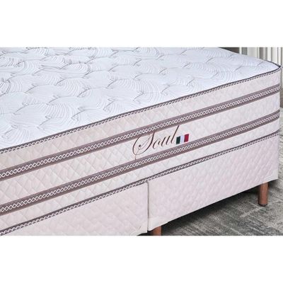 Cama Box Baú Queen: Colchão Molas Ensacadas Paropas Soul + Base CRC Suede Clean (158x198)
