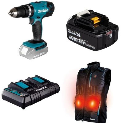 Kit Colete Térmico + Parafusadeira Furadeira De Impacto + Bateria E Carregador + Bolsa Makita 110V