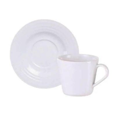 Jogo 6 Xícaras de Chá com Pires 185ml Porcelana Tramontina Vibrare Café Mesa Posta