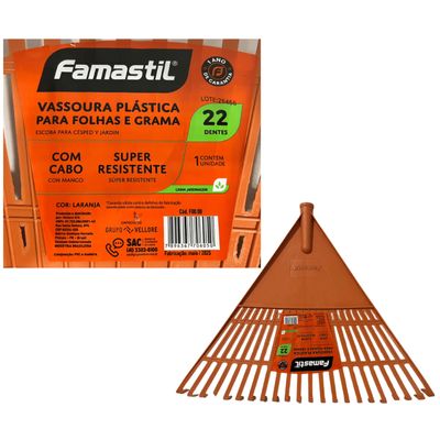 Kit 02 Vassoura Rastelo Ancinho Plástico Cabo Famastil = Trapp