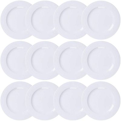 Kit 12 Pratos de Porcelana Branco 27cm Raso Tramontina Vibrare Aba Larga Mesa Posta