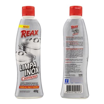 Limpa Inox Reax Nobel Cremoso 400g + 03 Und Fibra Branca