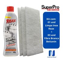 Limpa Inox Reax Nobel Cremoso 400g + 03 Und Fibra Branca