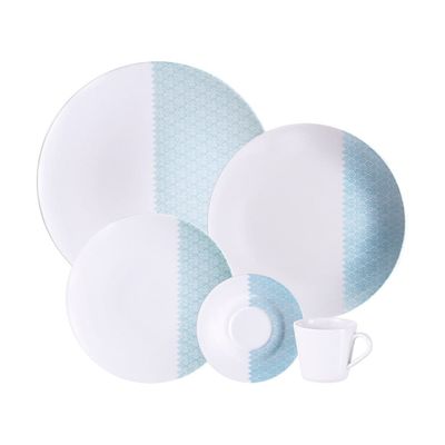 Aparelho de Jantar 20 peças Tramontina Aquarius em Porcelana Decorada  Verde
