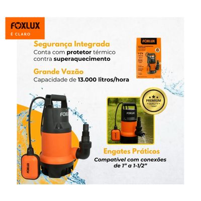 Bomba Submersível Sapo 1cv Foxlux Água Limpa Suja Automá 127