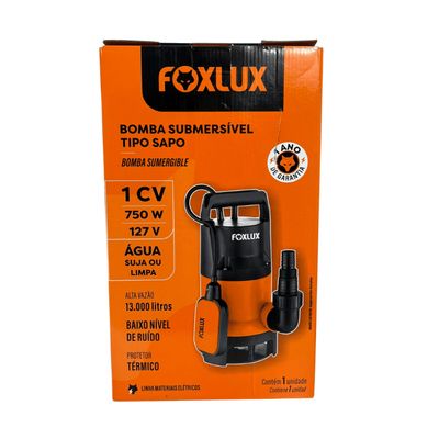 Bomba Submersível Sapo 1cv Foxlux Água Limpa Suja Automá 127