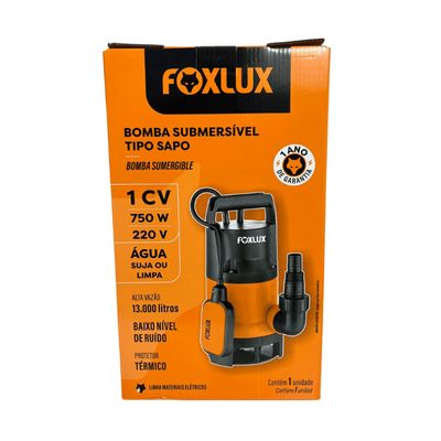 Bomba Submersível Sapo 1cv Foxlux Água Limpa Suja Automá 220