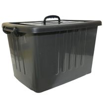 Caixa Organizador Container Bau Rodas Alca Trava 77l Cinza Listras Plasnew