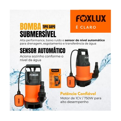 Bomba Submersível Sapo 1cv Foxlux Água Limpa Suja Automá 220