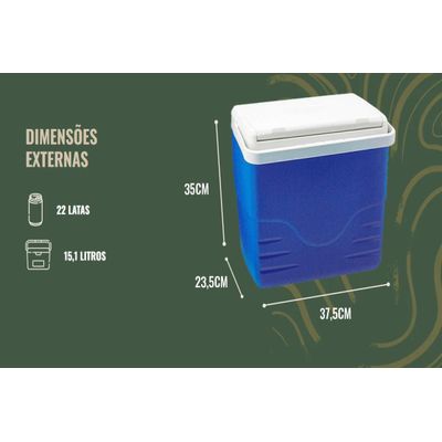 Caixa Térmica Coleman 16qt Com Alça - 15,1 Litros - Azul