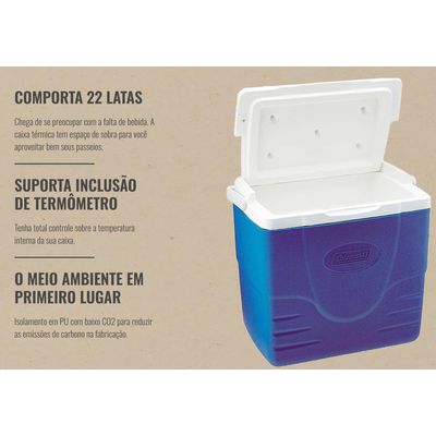 Caixa Térmica Coleman 16qt Com Alça - 15,1 Litros - Azul