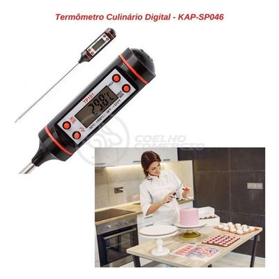 Termômetro Culinário Cozinha Digital Mede -50ºc A +300ºc