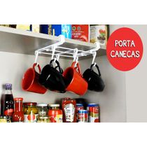 Suporte para 06 Canecas para Organizar Armários  Suporte de Canecas Branco