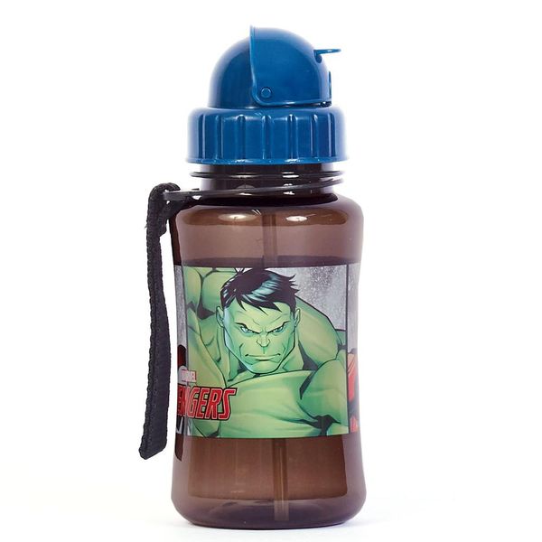 Garrafa Escolar 350ml Vingadores com Canudo Preta U / Preto