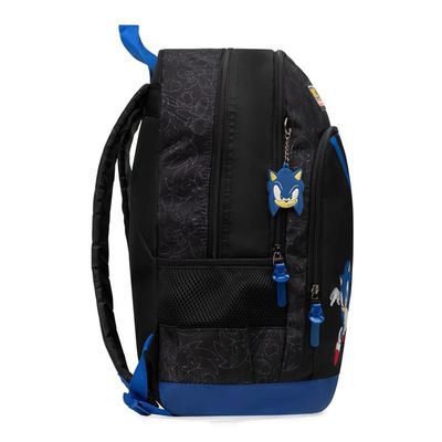 Mochila Escolar Masculina Juvenil Sonic Preta U / Preto-azul