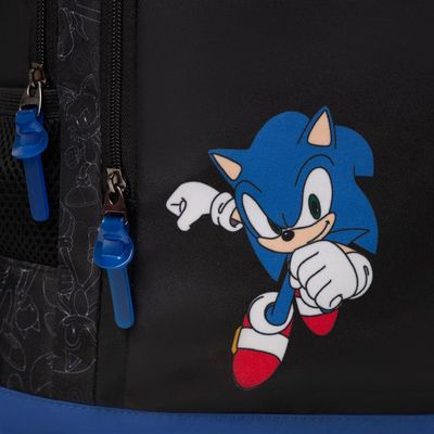 Mochila Escolar Masculina Juvenil Sonic Preta U / Preto-azul