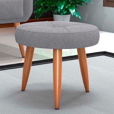 Puff Baixo Decorativo Para Descanço Havana Matrix Boucle Cinza