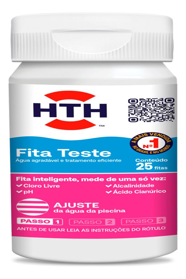 HTH Fita Teste de Alcalinidade e Ph de Piscina 25 UND
