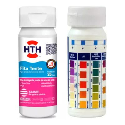 HTH Fita Teste de Alcalinidade e Ph de Piscina 25 UND