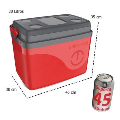 Caixa Térmica Cooler Floripa 30 Litros - Unitermi Vermelho
