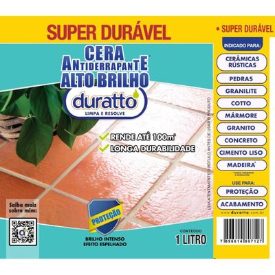 Cera Anti Derrapante Alto Brilho - 1 Lts - Duratto