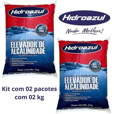 02 Alcalinizante Elevador Alcalinidade Piscina 2kg Hidroazul