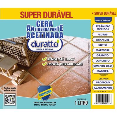 Cera Anti Derrapante Alto Brilho - 1 Lts - Duratto
