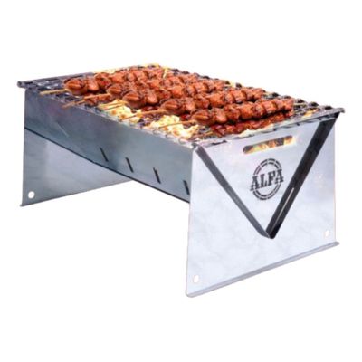 Churrasqueira Portátil Dobrável Inox Carvão Camping 1259a