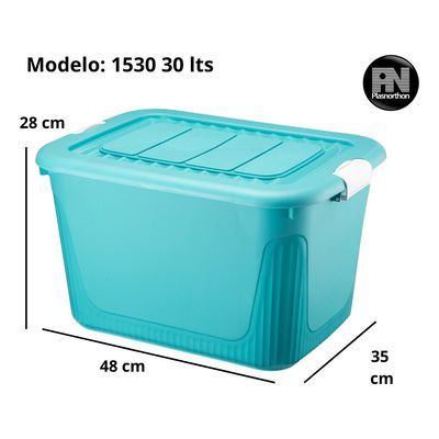 Caixa Organizadora Container 30 Trava/roda Plasnorthon Verde
