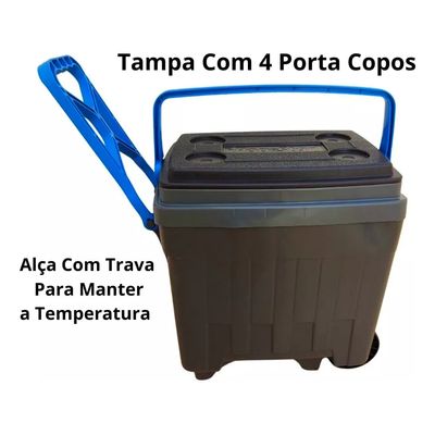 Caixa Térmica Cooler 34 L Com Roda Pesca Camping Praia Antar