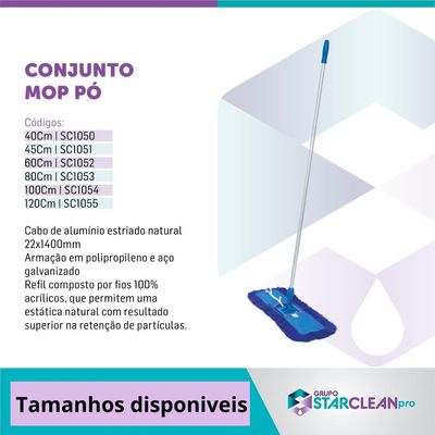Conjunto Mop Pó Profi 80cm Eletrostático Com Cabo Starclean