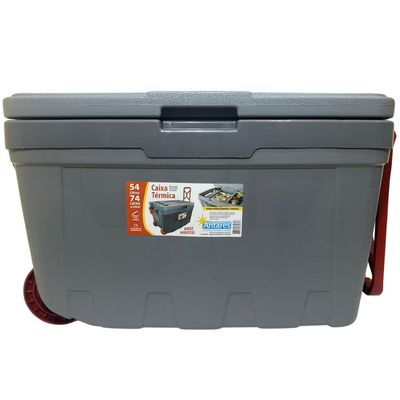 Caixa Termica Antares Com Rodinhas 54 L Cor Cinza/verde