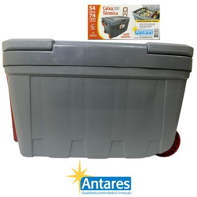 Caixa Termica Antares Com Rodinhas 54 L Cor Cinza/verde