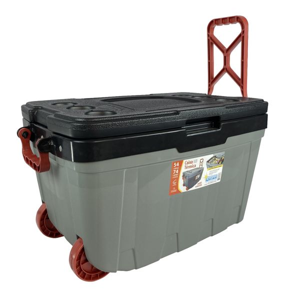 Caixa Termica Antares Com Rodinhas 54 L Cor Cinza/verde