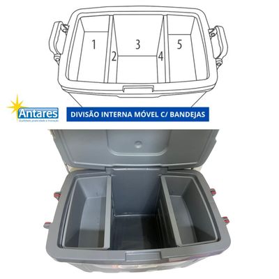 Caixa Termica Antares Com Rodinhas 54 L Cor Cinza/verde