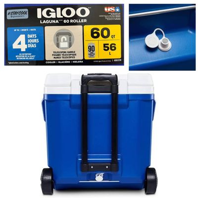 Caixa Termica Cooler Laguna 60qt 56l Roller Igloo Cor Azul