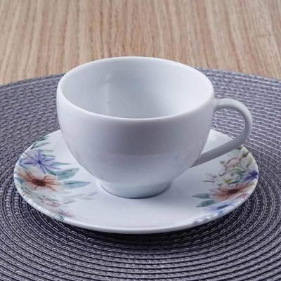 Jogo 6 Xícaras de Café com Pires 100ml Tramontina Floratta Porcelana Cozinha Mesa Posta