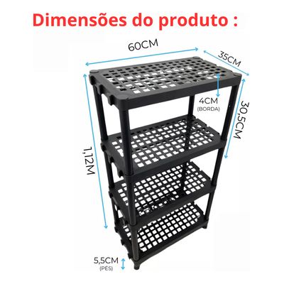 Estante Modular Grande Reforçada 4 Andar Plástico Util Plast