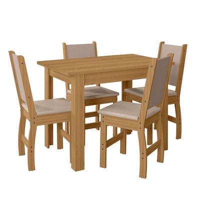 Mesa Jantar Retangular Poliman Bellagio com 4 Cadeiras Estofadas