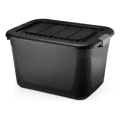 Caixa Organizadora Container 80 Trava/roda Plasnorthon Preto