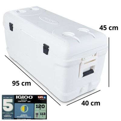 Caixa Termica Cooler Igloo 113 L 120 Qt Branco Marine Imp Branco
