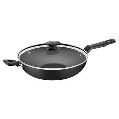Wok Loreto Alumínio Starflon c/ Tampa Vidro 28cm