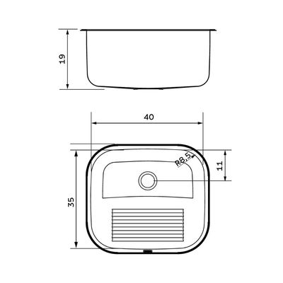 Tanque Encaixe Tramontina Hera Compact 19 Inox 40x35cm