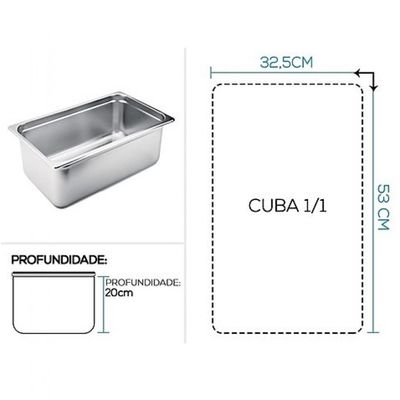 Kit 4 Cubas Gastronomica Inox GN 1/1x200mm Brasinox Buffet